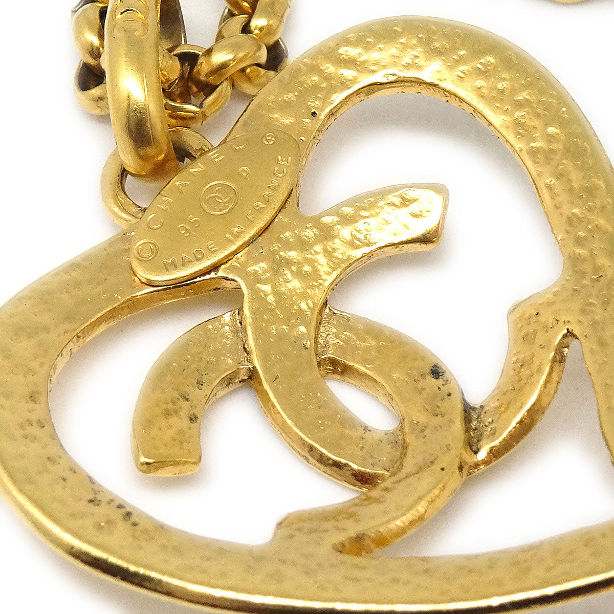 CHANEL Heart Gold Chain Necklace 95P 48541