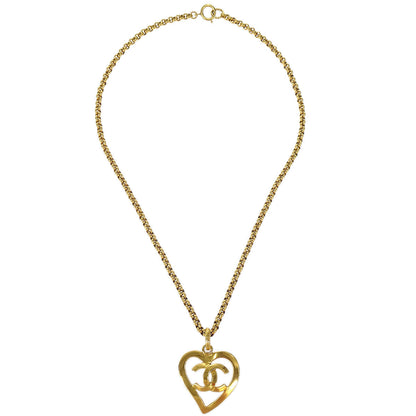 CHANEL Heart Gold Chain Necklace 95P 48543