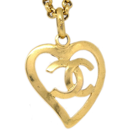 CHANEL Heart Gold Chain Necklace 95P 48544