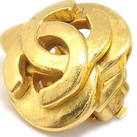 CHANEL Heart Earrings Gold Clip-On 97P 48546