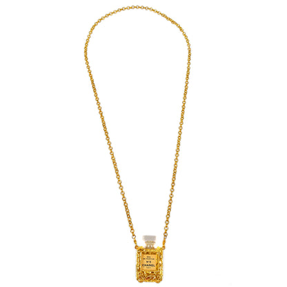 CHANEL Perfume Bottle Gold Chain Pendant Necklace 48550