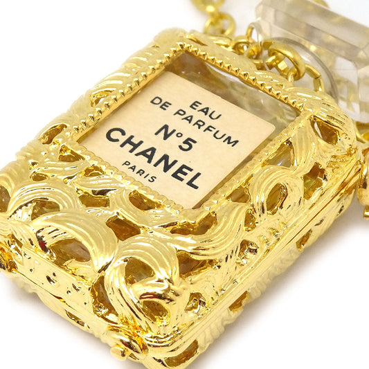 CHANEL Perfume Bottle Gold Chain Pendant Necklace 48550