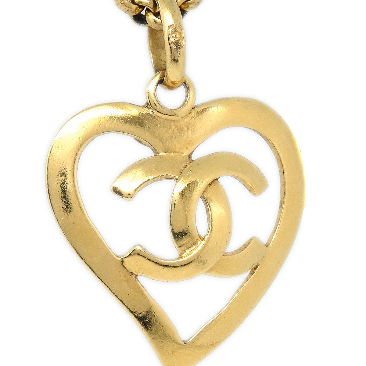 CHANEL Heart Gold Chain Necklace 95P 48666