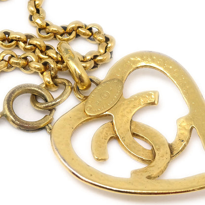 CHANEL Heart Gold Chain Necklace 95P 48666