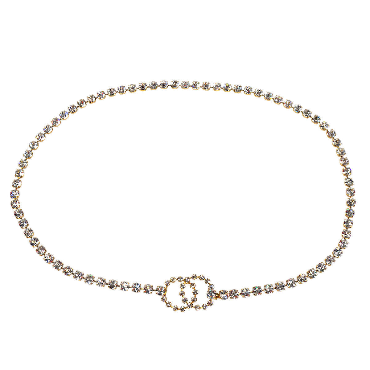 CHANEL 1995 Gold & Crystal CC Chain Belt 95P 48667