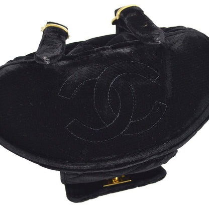 CHANEL 1990s Duma Chain Backpack Small Black Velvet 48789