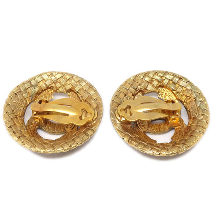 CHANEL Button Earrings Clip-On Gold 2239 49082