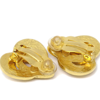 CHANEL Heart Earrings Gold Clip-On 97P 58086