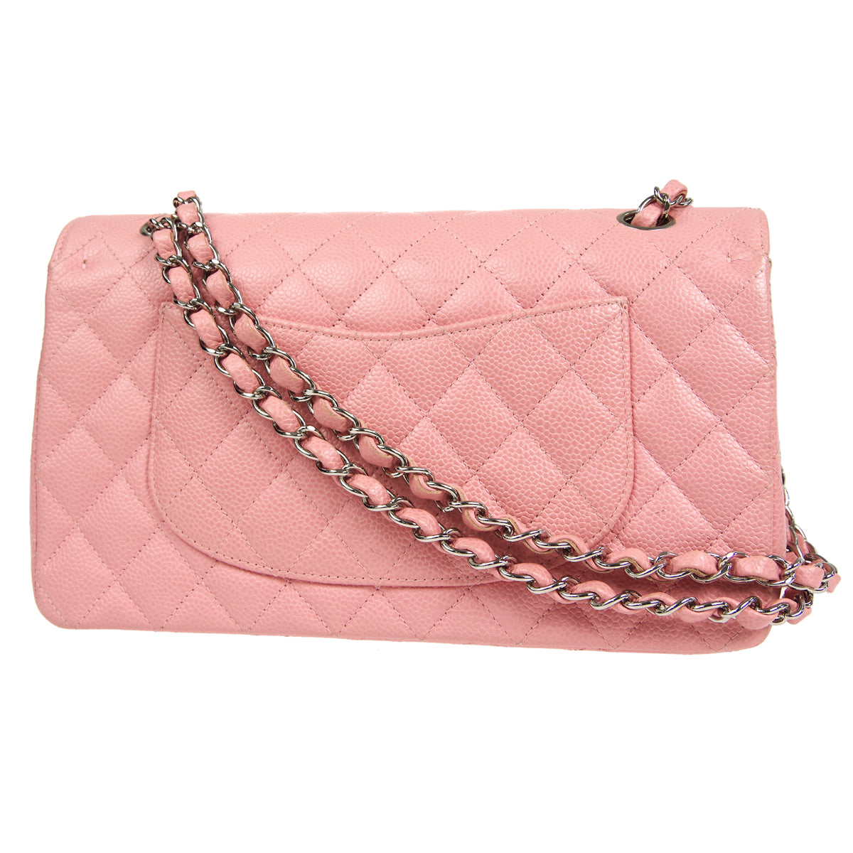 CHANEL  Classic Double Flap Medium Shoulder Bag Pink Caviar 66544