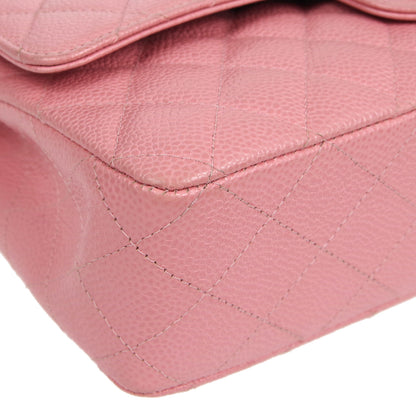 CHANEL  Classic Double Flap Medium Shoulder Bag Pink Caviar 66544