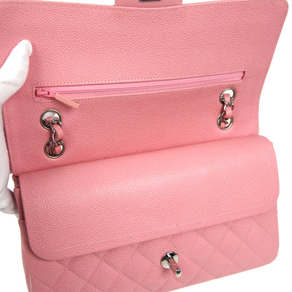 CHANEL  Classic Double Flap Medium Shoulder Bag Pink Caviar 66544