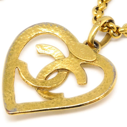 CHANEL Heart Gold Chain Pendant Necklace 95P 48545