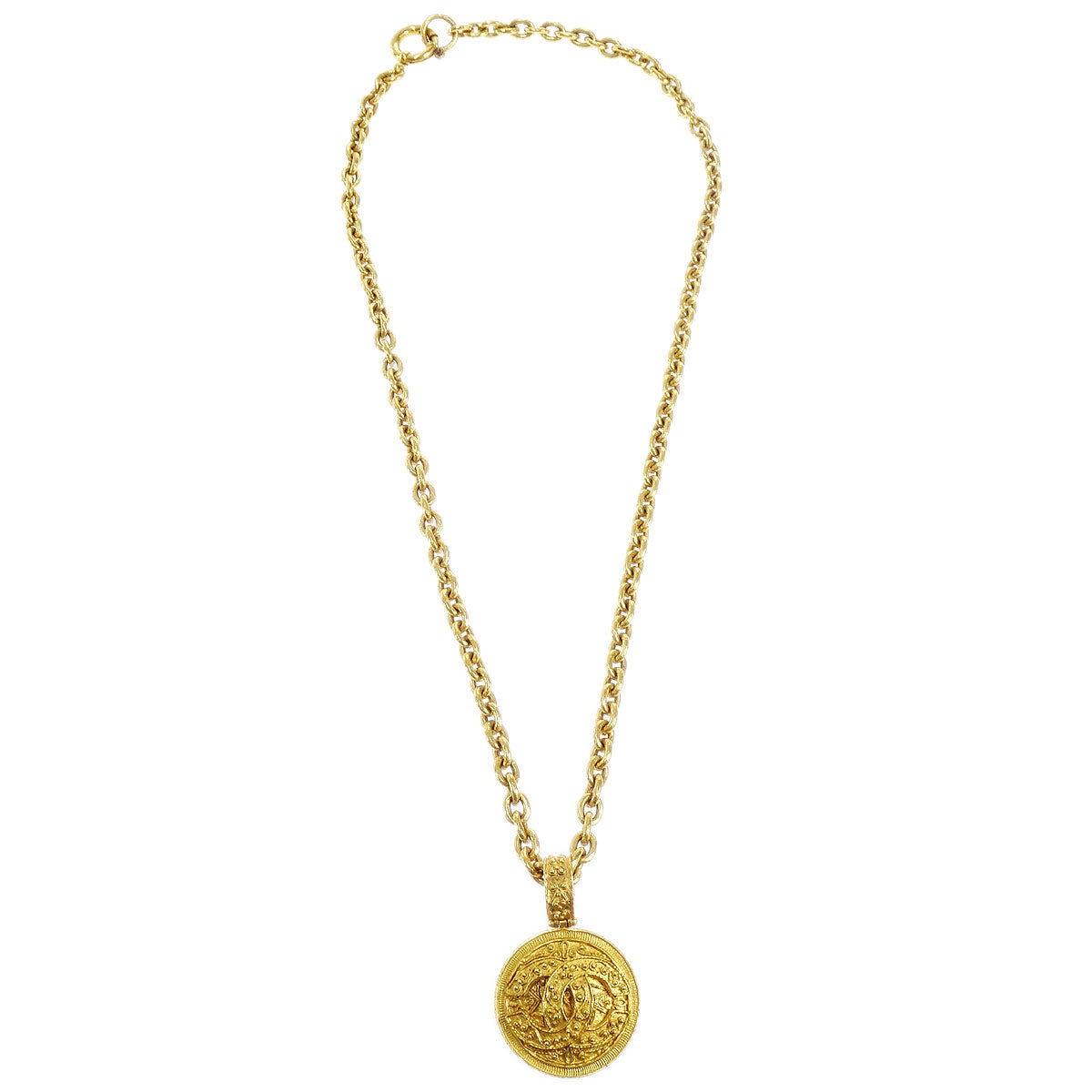 CHANEL Medallion Gold Chain Pendant Necklace 94A 58089