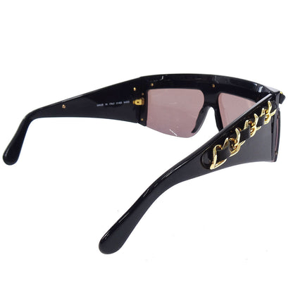 CHANEL Chain Sunglasses Eye Wear Black Small Good 58108