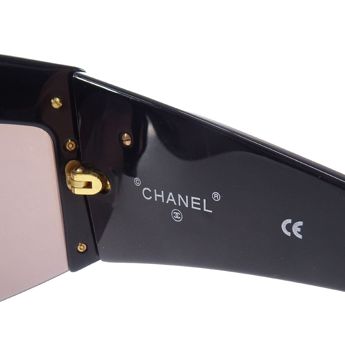 CHANEL Chain Sunglasses Eye Wear Black Small Good 58108