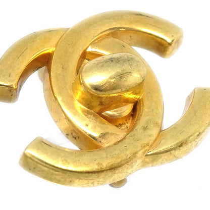 CHANEL★ 1996 Turnlock Earrings Clip-On Gold 96P 58288