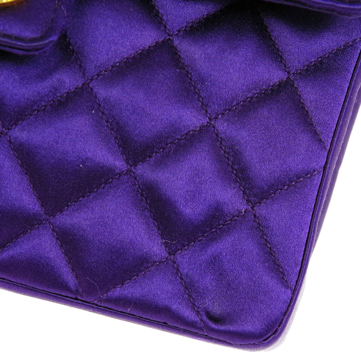 CHANEL 1989-1991 Classic Single Flap Mini Purple Satin 76829