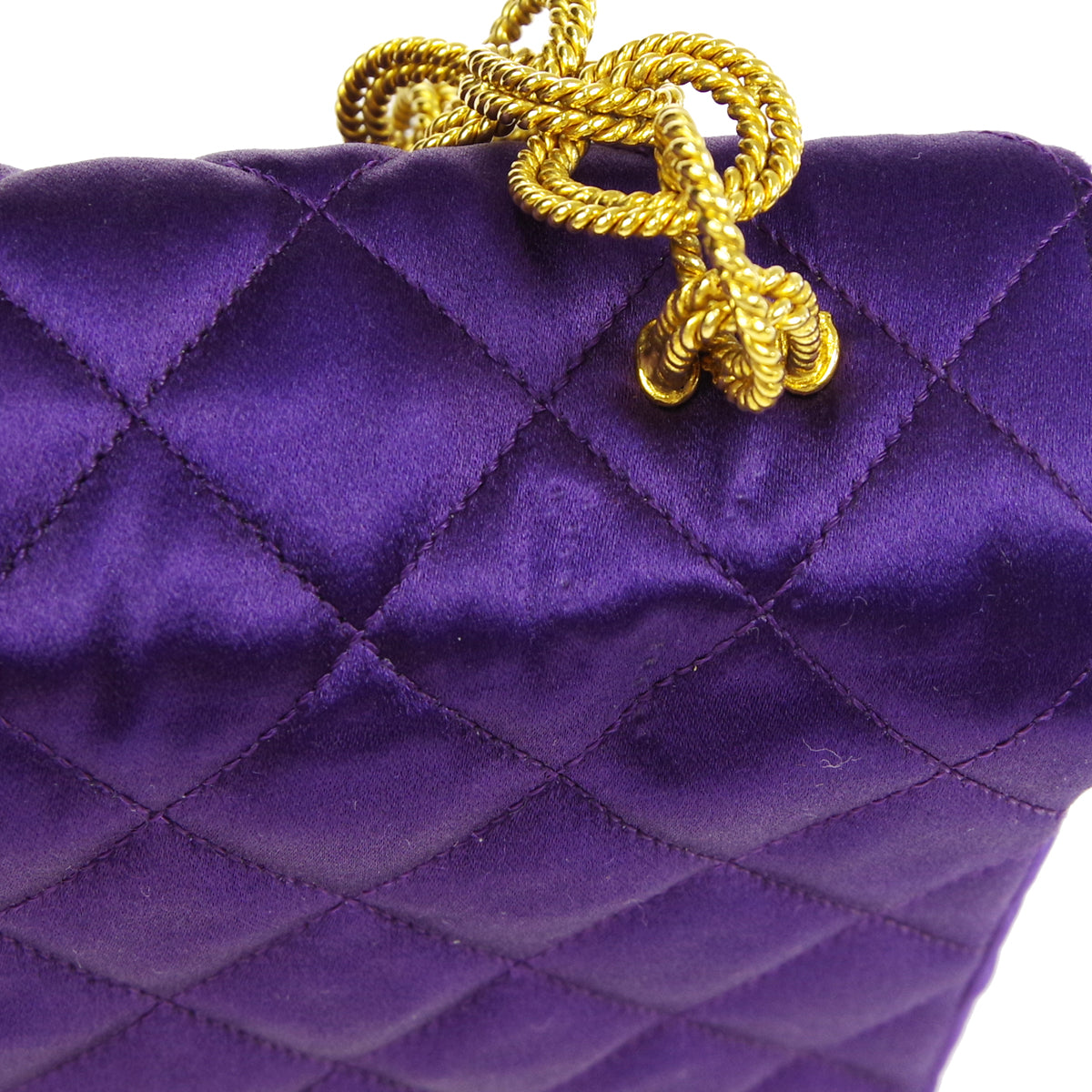 CHANEL 1989-1991 Classic Single Flap Mini Purple Satin 76829