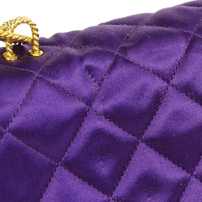 CHANEL 1989-1991 Classic Single Flap Mini Purple Satin 76829