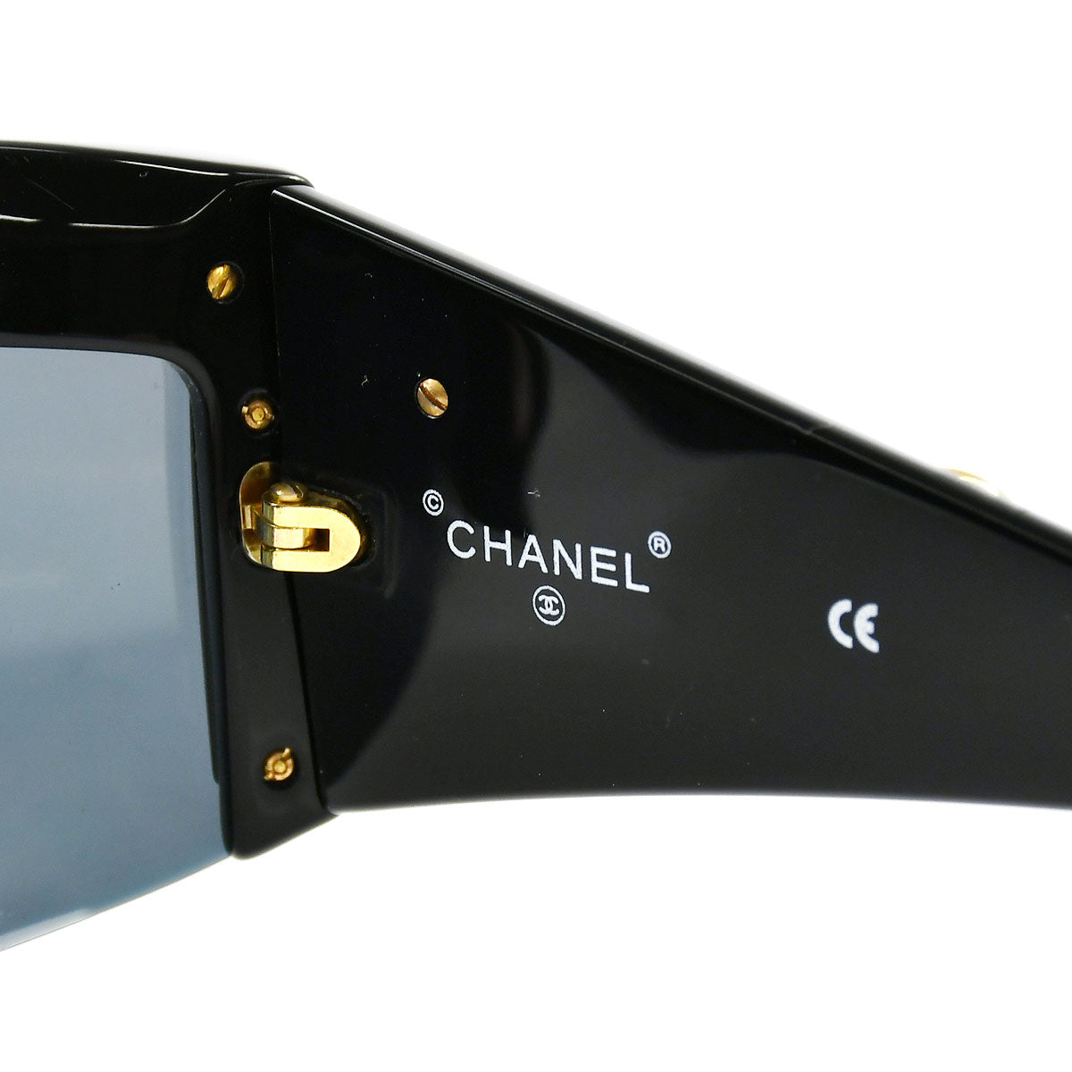 CHANEL Chain Sunglasses Black Eye Wear Small Good 86755