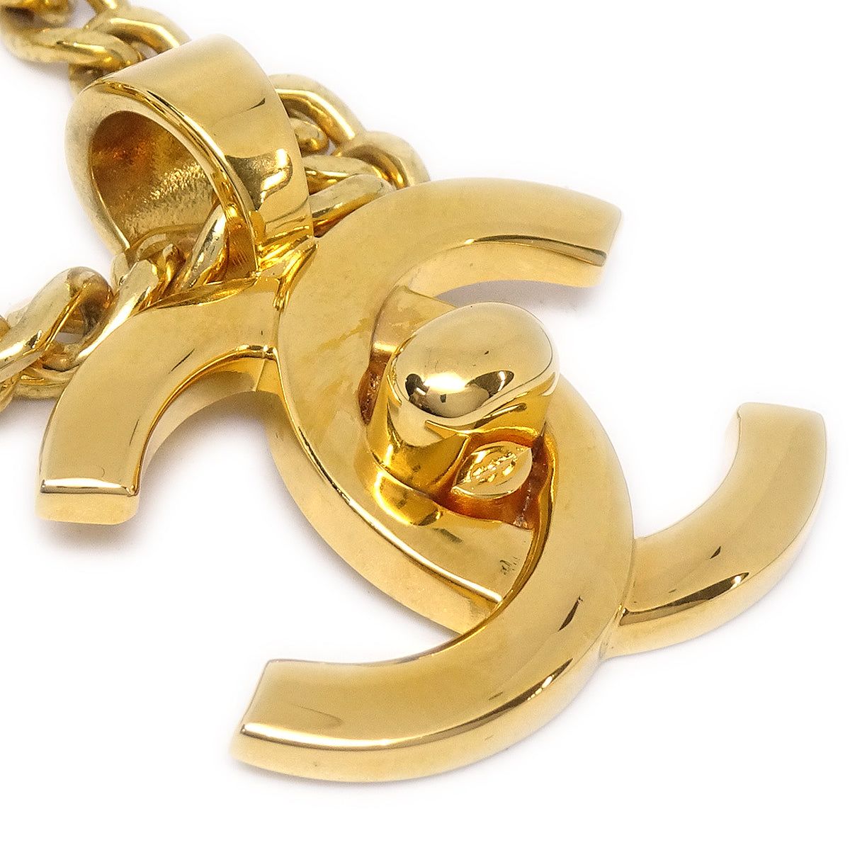 CHANEL Turnlock Gold Chain Necklace 96P 96742