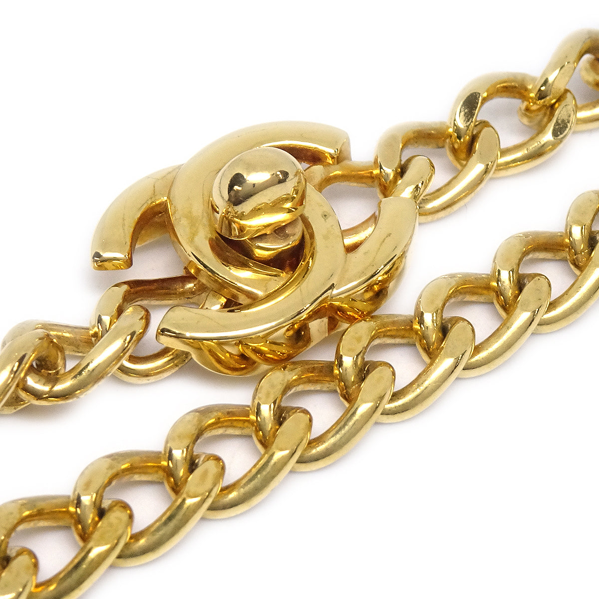 CHANEL Turnlock Gold Chain Necklace 96P 96742