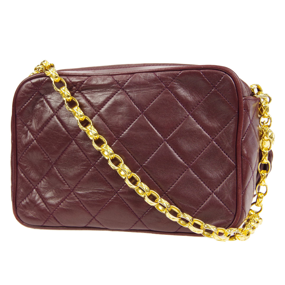 CHANEL 1991-1994 Pocket Camera Bag Mini Bordeaux Lambskin 87986