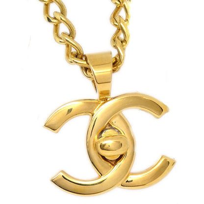 CHANEL Turnlock Gold Chain Necklace 96P 77011