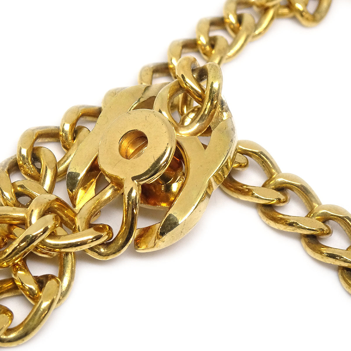 CHANEL Turnlock Gold Chain Necklace 96P 77011