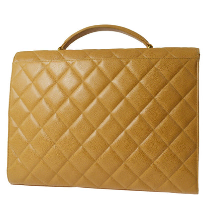 CHANEL 1991-1994 Briefcase Beige Caviar Skin 76943