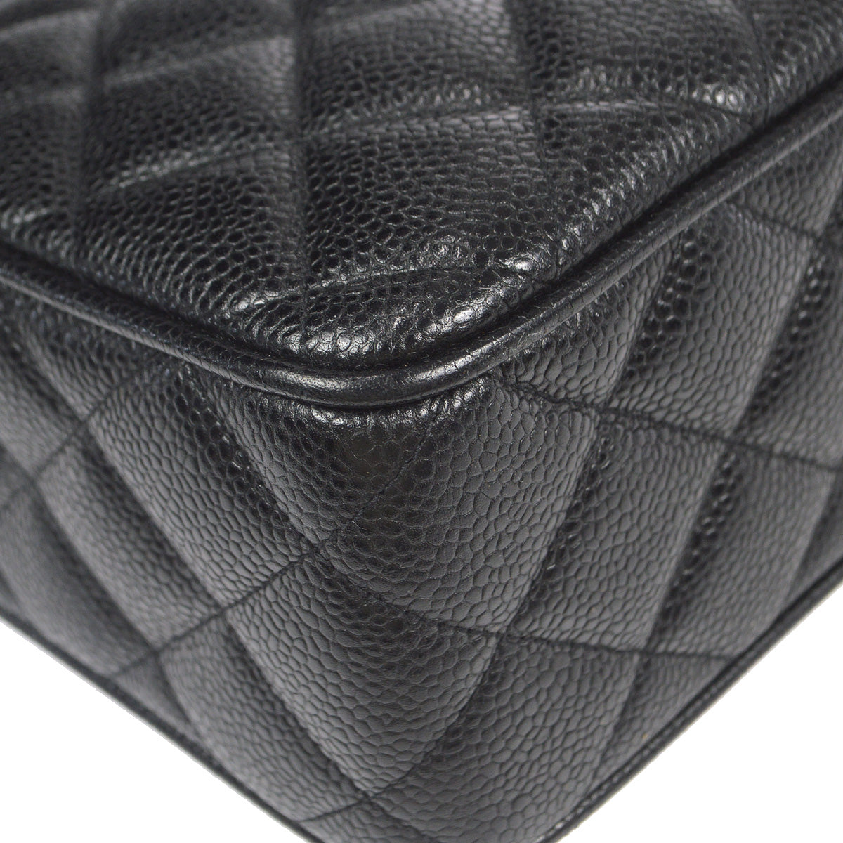 CHANEL 1991-1994 Pocket Camera Bag Large Black Caviar 87797