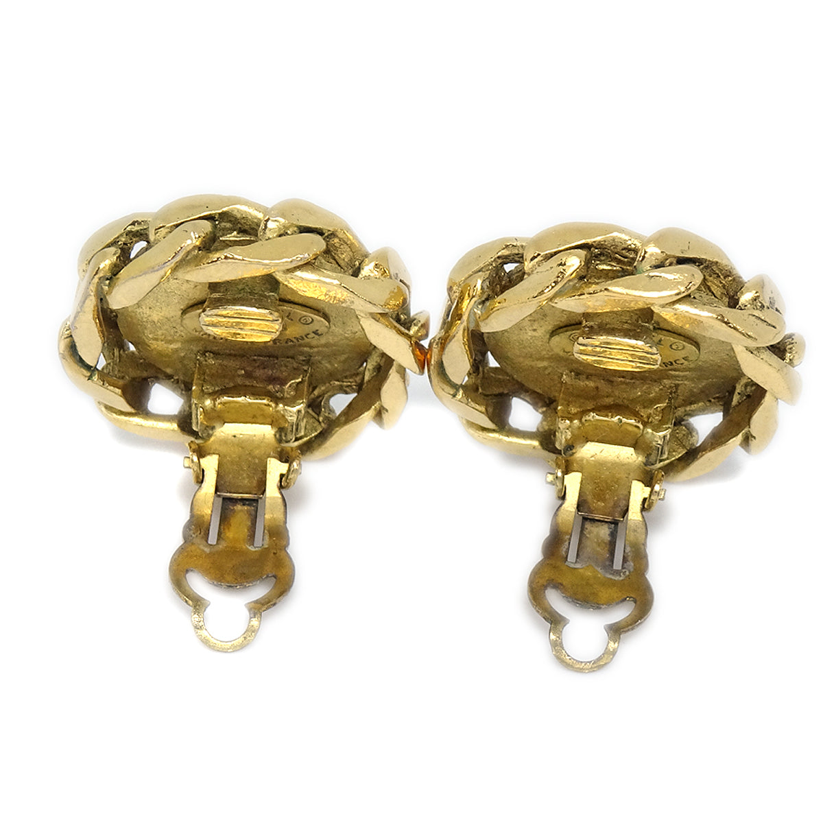 CHANEL 1988 Crystal & Gold CC Earrings Clip-On 23 87952