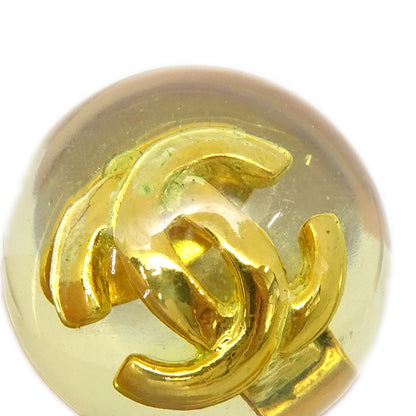 CHANEL 1990 Clear Ball CC Earrings Gold Clip-On 25 88058