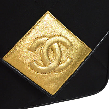 CHANEL 1989-1991 Flap Shoulder Bag Mini Black Satin 97317