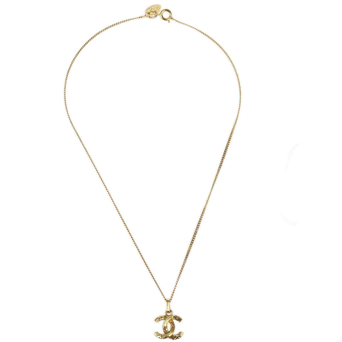 CHANEL Mini CC Gold Chain Pendant Necklace 97348