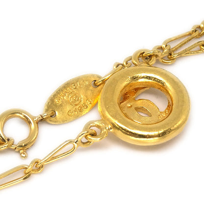 CHANEL 1983 Circled CC Gold Chain Pendant Necklace 97567