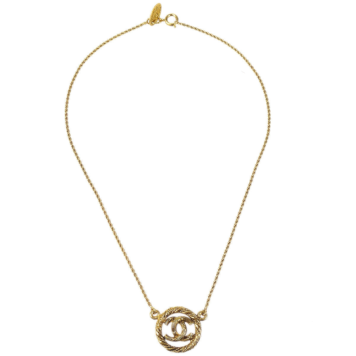 CHANEL Circled CC Gold Chain Pendant Necklace 3622 97568