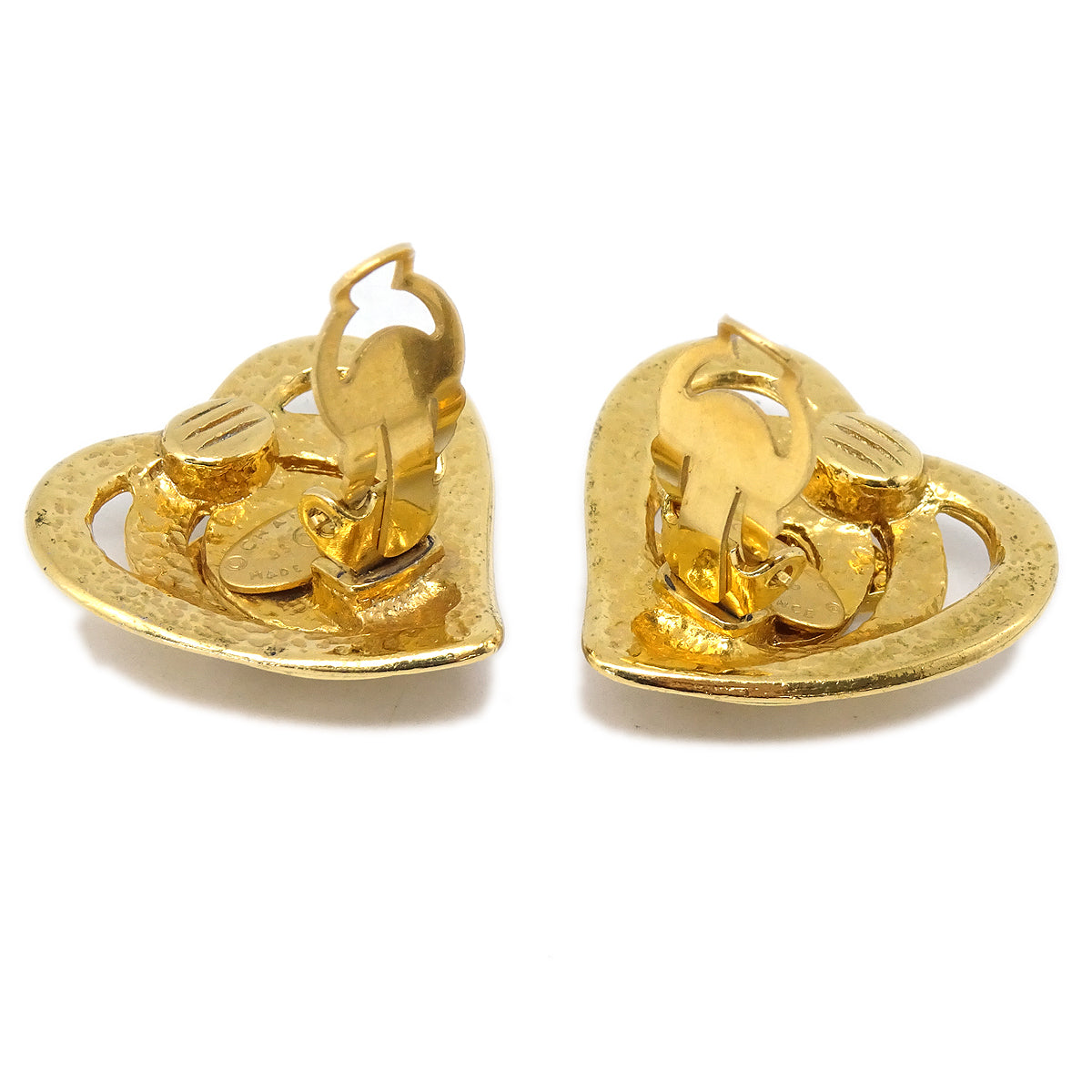 CHANEL 1995 Heart Earrings Clip-On Gold 95P 97575