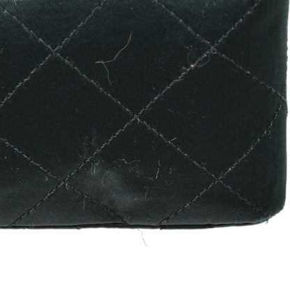 CHANEL 1986-1988 Classic Flap Mini Square 17 Black Satin 97488