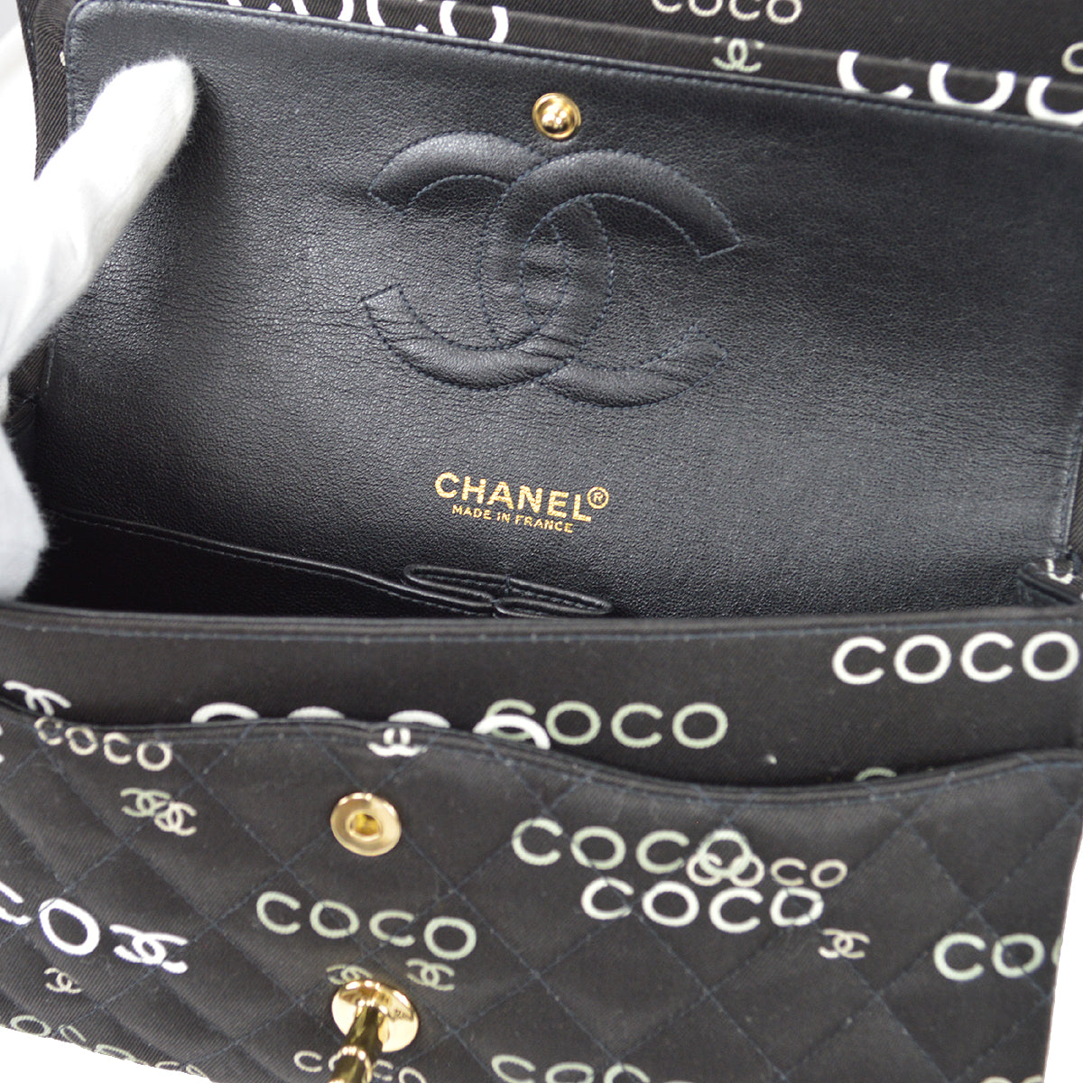 CHANEL * 2001 COCO Classic Double Flap Medium Black 67891