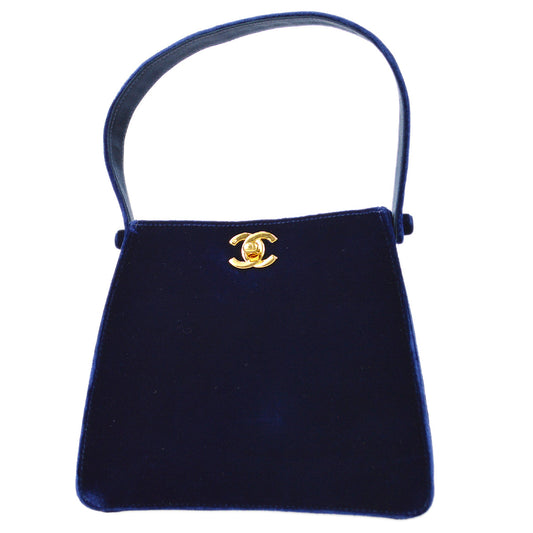 CHANEL * 1997-1999 Double Sided Turnlock Handbag Mini Blue Velvet 88134