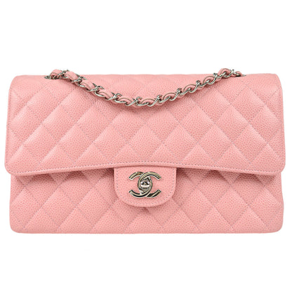 CHANEL * 2004-2005 Classic Double Flap Medium SHW Pink Caviar 88214