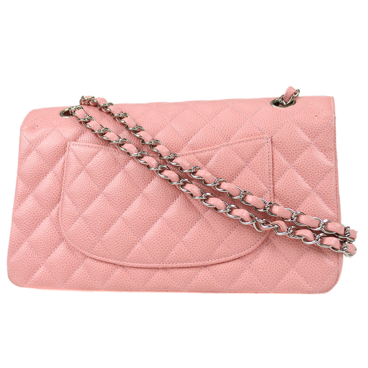 CHANEL * 2004-2005 Classic Double Flap Medium SHW Pink Caviar 88214