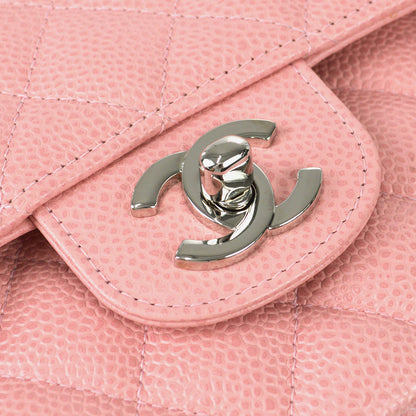 CHANEL * 2004-2005 Classic Double Flap Medium SHW Pink Caviar 88214