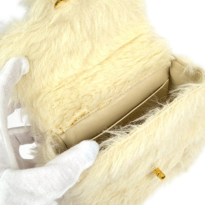 CHANEL * 1994 Classic Flap Handbag Mini White Fur 97352