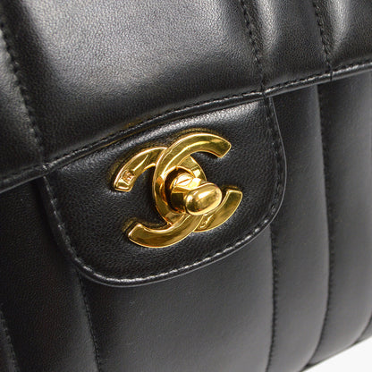 CHANEL 1991-1994 Vertical Stitch Classic Square Flap Small Black Lambskin 87843