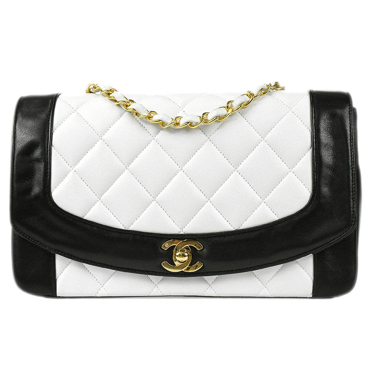 CHANEL 1991-1994 Diana Flap Medium White Lambskin 67845