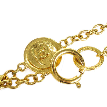 CHANEL Medallion Gold Double Chain Pendant Necklace 67954