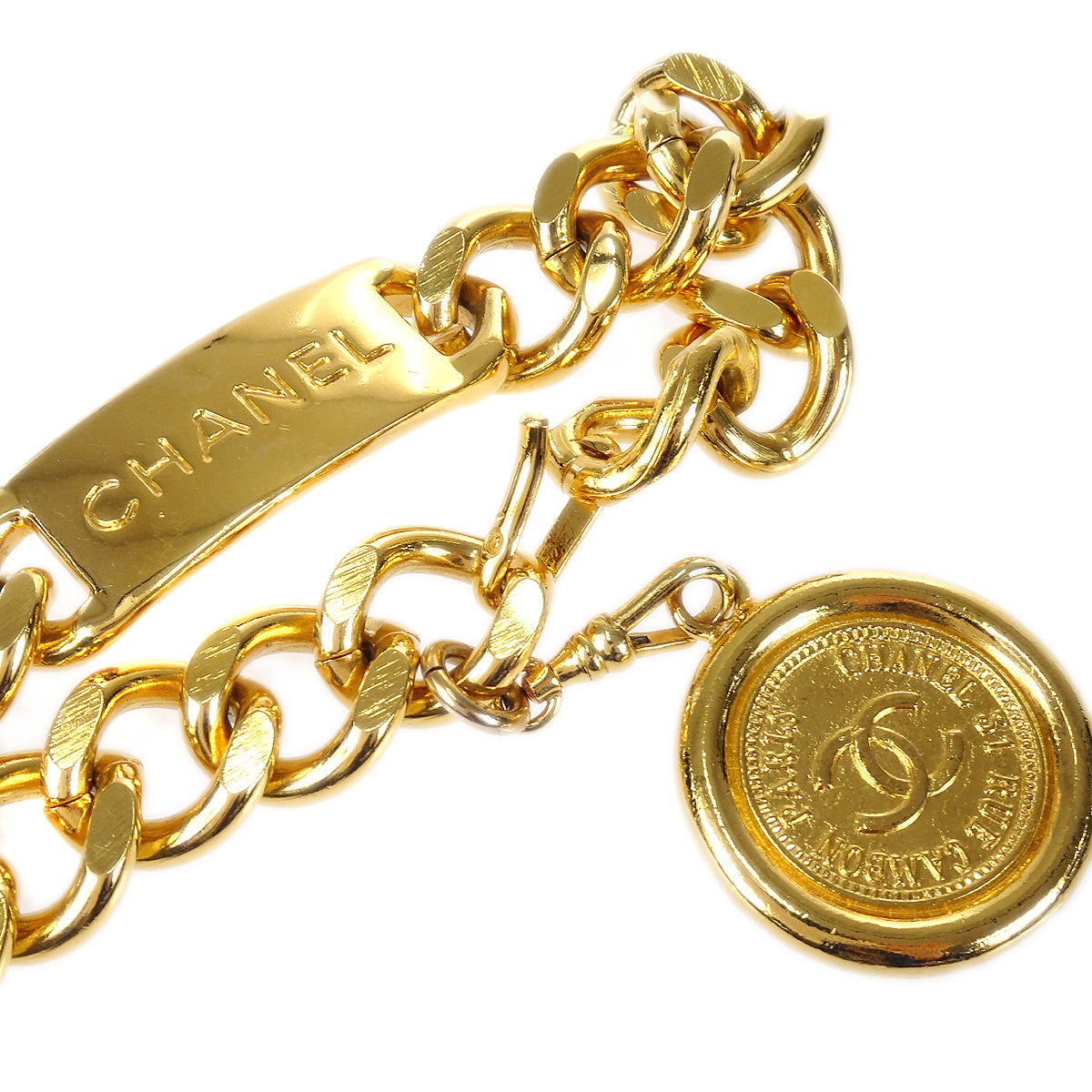 CHANEL Medallion Gold Chain Belt Small Good 67960