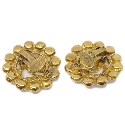 CHANEL Rhinestone Earrings Clip-On Gold 29 68015